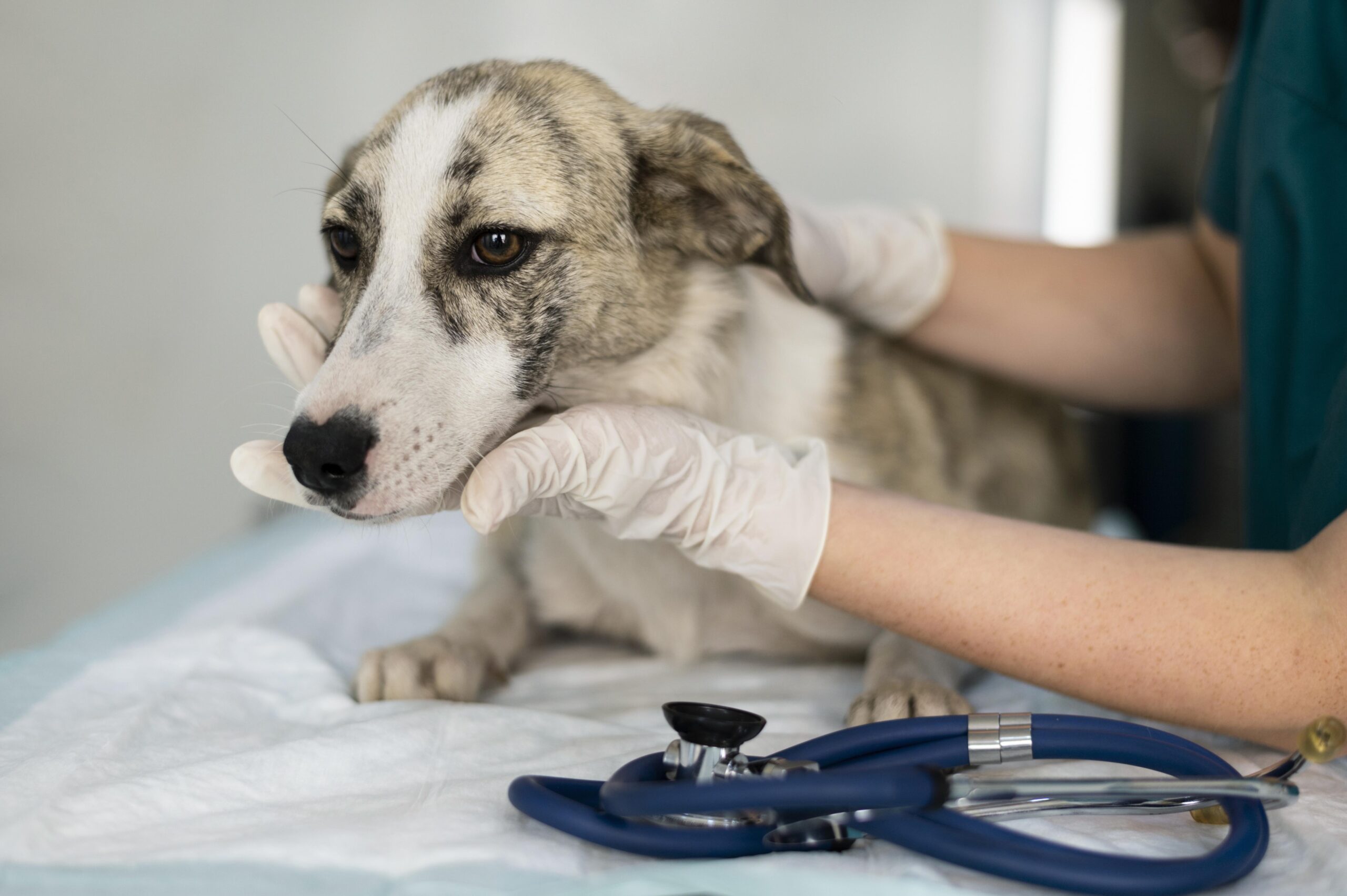 close-no-veterinario-cuidando-do-cachorro